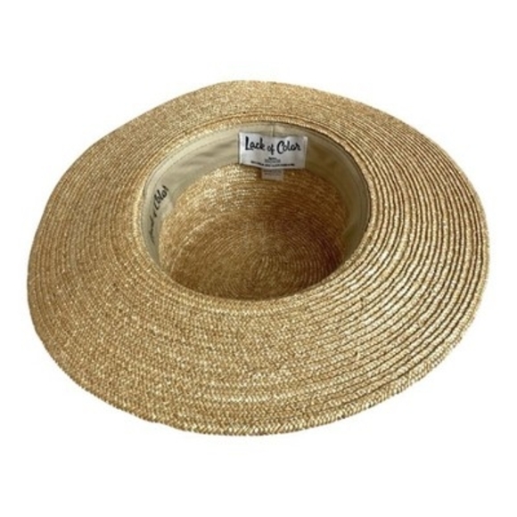 Lack of Color Natural 100% Straw Boater Hat Wide Brim Size Small 55cm Tan EXC main image 5